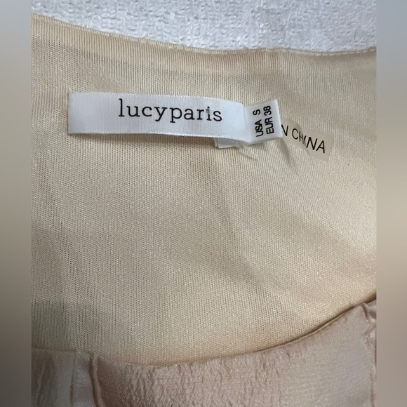 🛍️LUCY PARIS Light tan textured‎ print mini dress, size S. - Picture 8 of 15